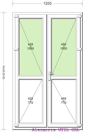 Ansamblu Usa Balcon 120 / 200 cm si paneluri inferioare